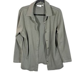 Hot Cotton by Marc Ware Cardigan Lightweight Jacket Olive Green Snap Button Sz M